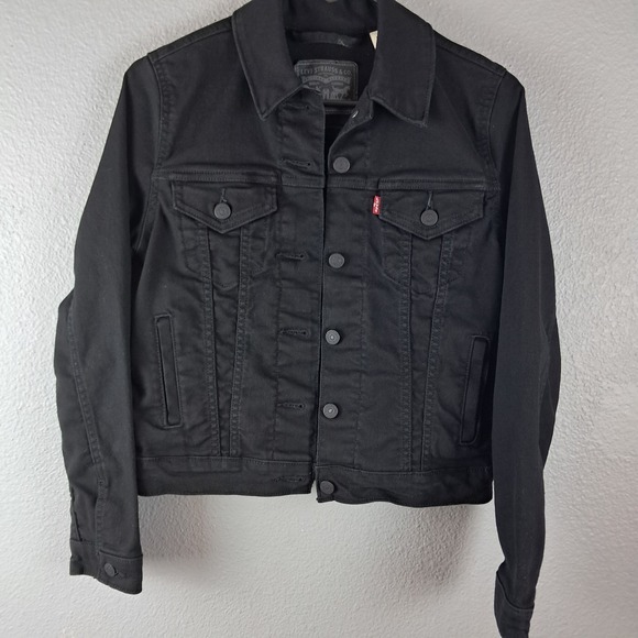 Levi's Jackets & Blazers - Levis Women Original Trucker Denim Jacket Black Snap Button Front Classic XS